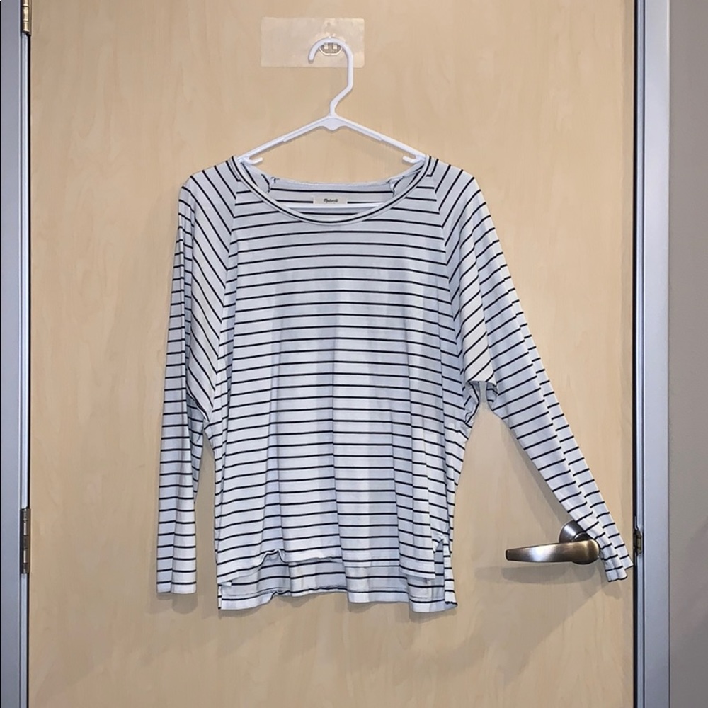 Madewell Black and White Stripe Long Sleeve Shirt